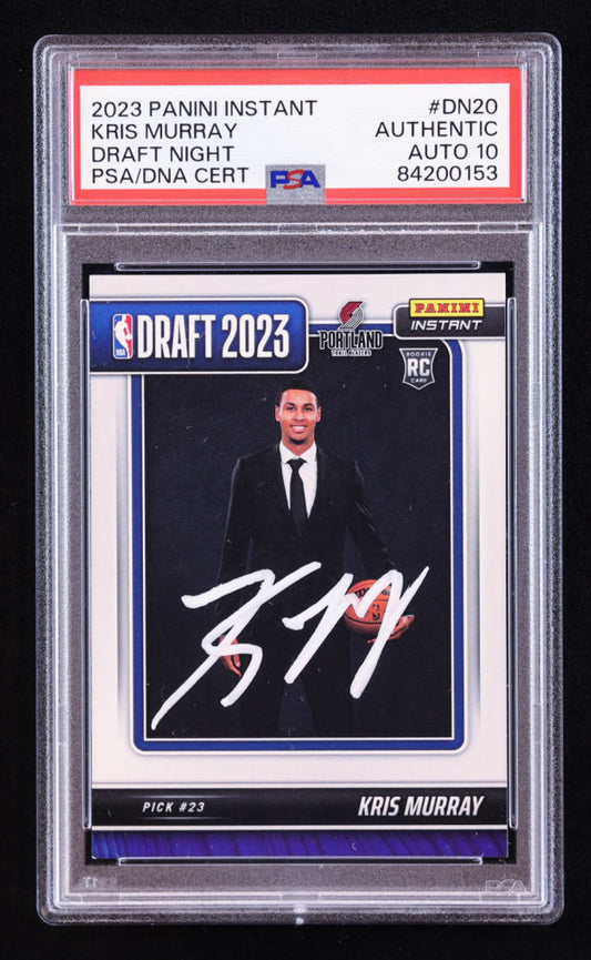 Kris Murray Signed 2023-24 Panini Instant Draft Night #DN20 RC (PSA | Auto 10) Rookie Card