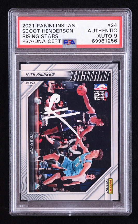 Scoot Henderson Signed 2021-22 Panini Instant Rising Stars #24 RC (PSA | Auto 9) Rookie Card