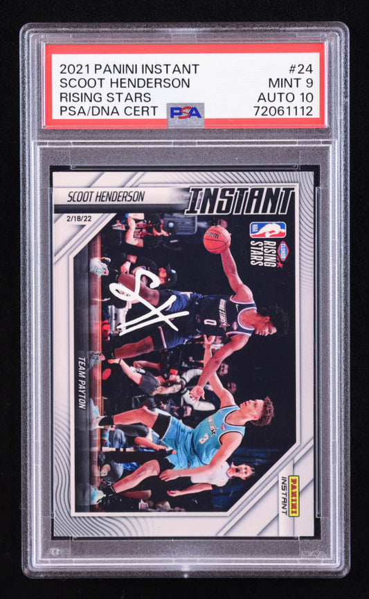 Scoot Henderson Signed 2021-22 Panini Instant Rising Stars #24 RC (PSA 9 | Auto 10) Rookie Card