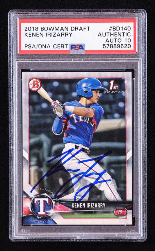 Kenen Irizarry Signed 2018 Bowman Draft #BD140 RC (PSA | Auto 10) Rookie Card