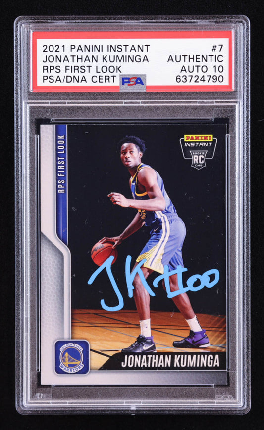 Jonathan Kuminga Signed 2021-22 Panini Instant RPS First Look #7 RC (PSA | Auto 10) Rookie Card