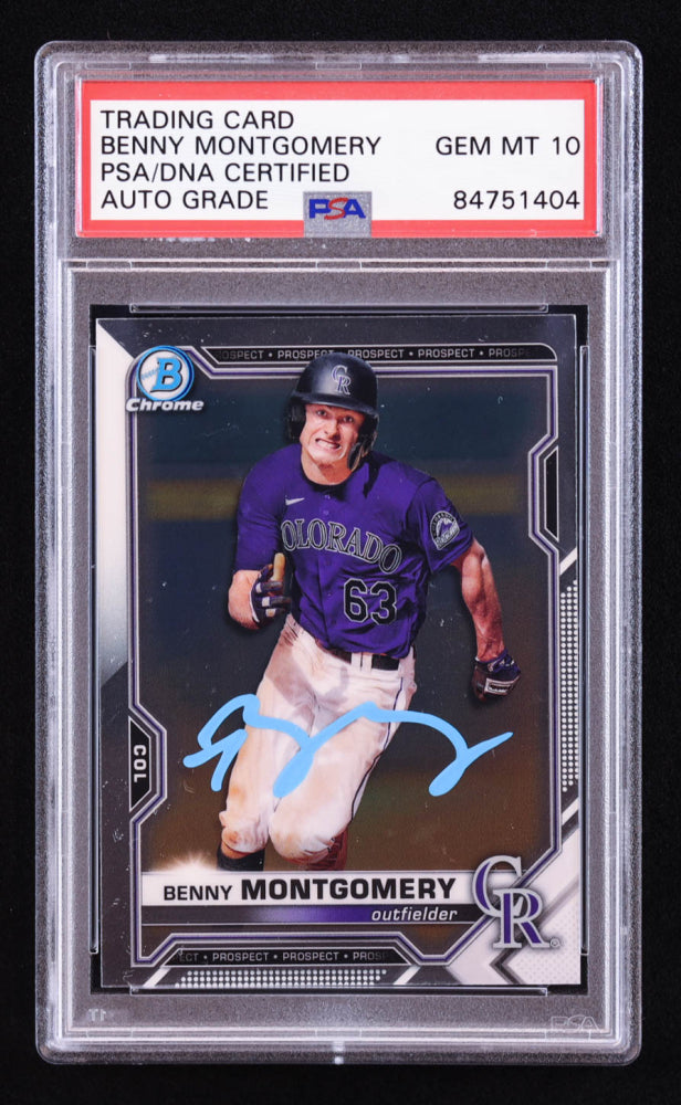 Benny Montgomery Signed 2021 Bowman Chrome Draft Image Variations #BDC84 RC (PSA | Auto 10) Rookie Card
