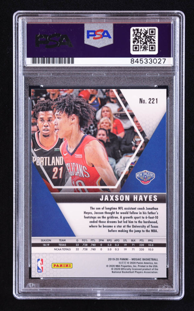 Jaxson Hayes Signed 2019-20 Panini Mosaic #221 RC (PSA | Auto 10) Rookie Card