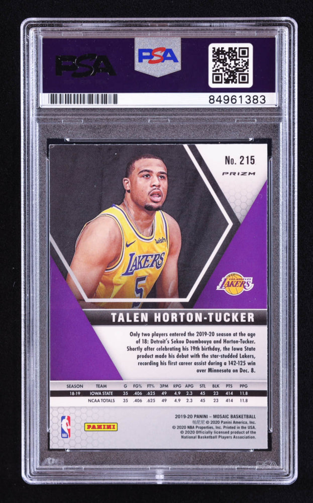 Talen Horton-Tucker Signed 2019-20 Panini Mosaic Silver #215 RC (PSA | Auto 10) Rookie Card