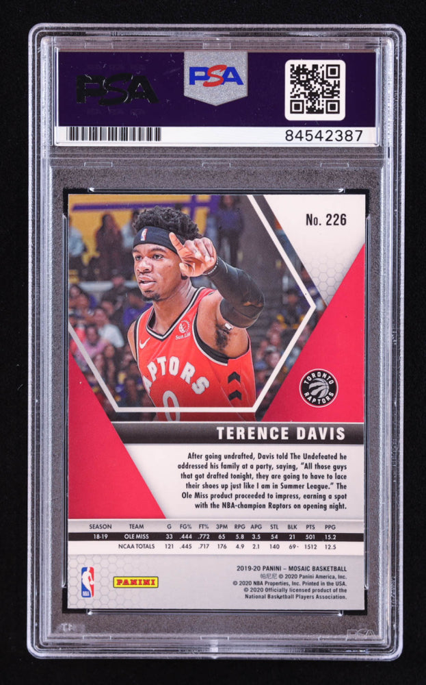 Terence Davis Signed 2019-20 Panini Mosaic #226 RC (PSA | Auto 10) Rookie Card