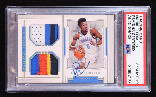Hamidou Diallo Signed 2018-19 Panini National Treasures Rookie Dual Materials Prime #5 #14/25 RC (PSA | Auto 10) Rookie Card | Serially Numbered #14 / 25