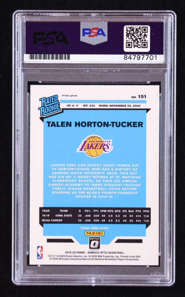 Talen Horton-Tucker Signed 2019-20 Donruss Optic Fanatics Box Set #151 RR RC (PSA | Auto 10) Rookie Card