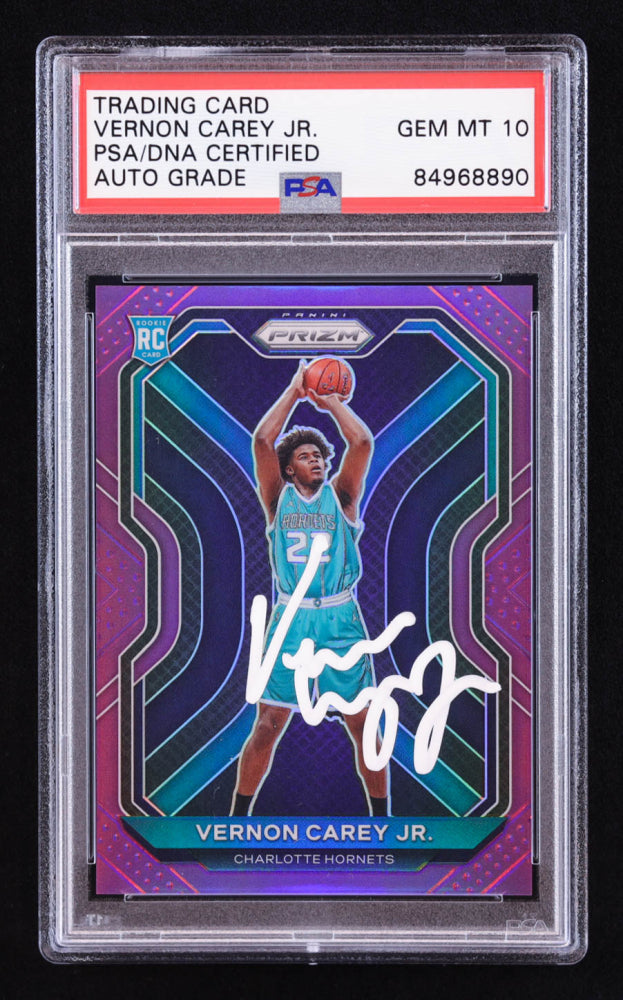 Vernon Carey Jr. Signed 2020-21 Panini Prizm Prizms Purple #269 #39/99 RC (PSA | Auto 10) Rookie Card | Serially Numbered #39 / 99