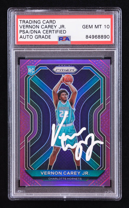 Vernon Carey Jr. Signed 2020-21 Panini Prizm Prizms Purple #269 #39/99 RC (PSA | Auto 10) Rookie Card | Serially Numbered #39 / 99