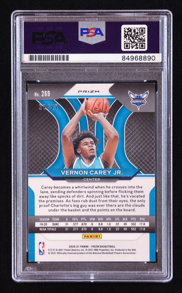 Vernon Carey Jr. Signed 2020-21 Panini Prizm Prizms Purple #269 #39/99 RC (PSA | Auto 10) Rookie Card | Serially Numbered #39 / 99