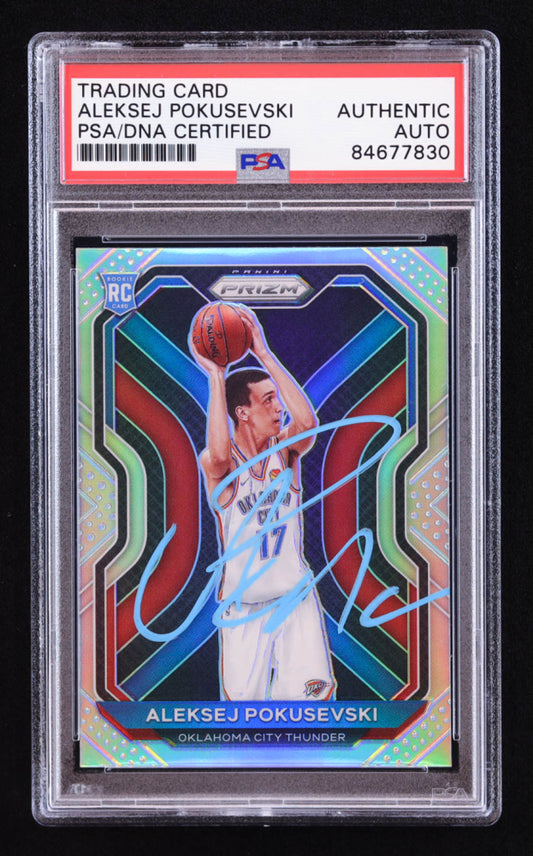 Aleksej Pokusevski Signed 2020-21 Panini Prizm Prizms Silver #264 RC (PSA) Rookie Card