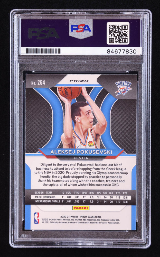 Aleksej Pokusevski Signed 2020-21 Panini Prizm Prizms Silver #264 RC (PSA) Rookie Card