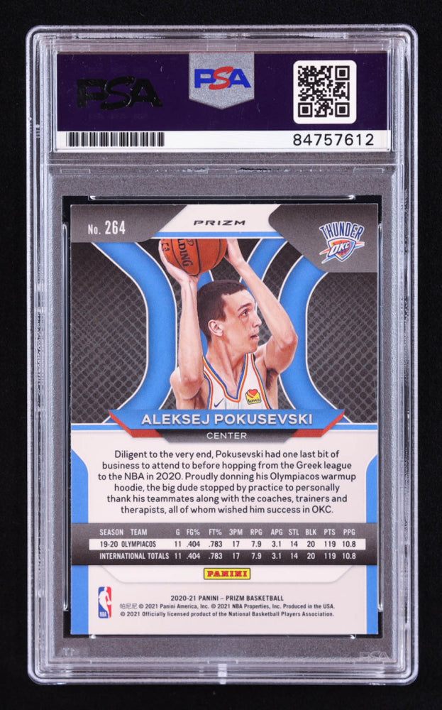 Aleksej Pokusevski Signed 2020-21 Panini Prizm Prizms Pink Ice #264 RC (PSA) Rookie Card