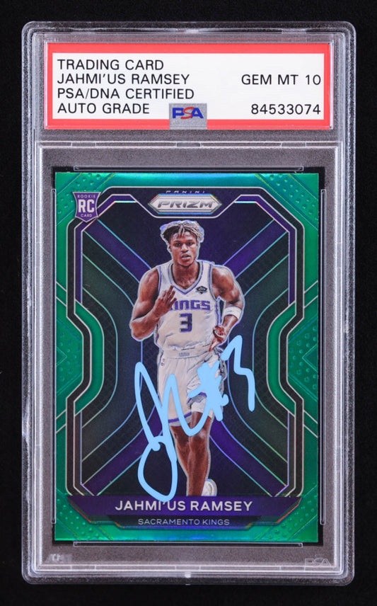 Jahmi'us Ramsey Signed 2020-21 Panini Prizm Prizms Green #263 RC (PSA | Auto 10) Rookie Card