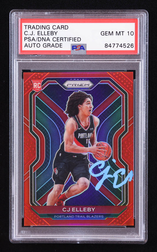 CJ Elleby Signed 2020-21 Panini Prizm Prizms Red #283 #131/299 RC (PSA | Auto 10) Rookie Card | Serially Numbered #131 / 299