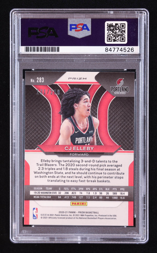 CJ Elleby Signed 2020-21 Panini Prizm Prizms Red #283 #131/299 RC (PSA | Auto 10) Rookie Card | Serially Numbered #131 / 299