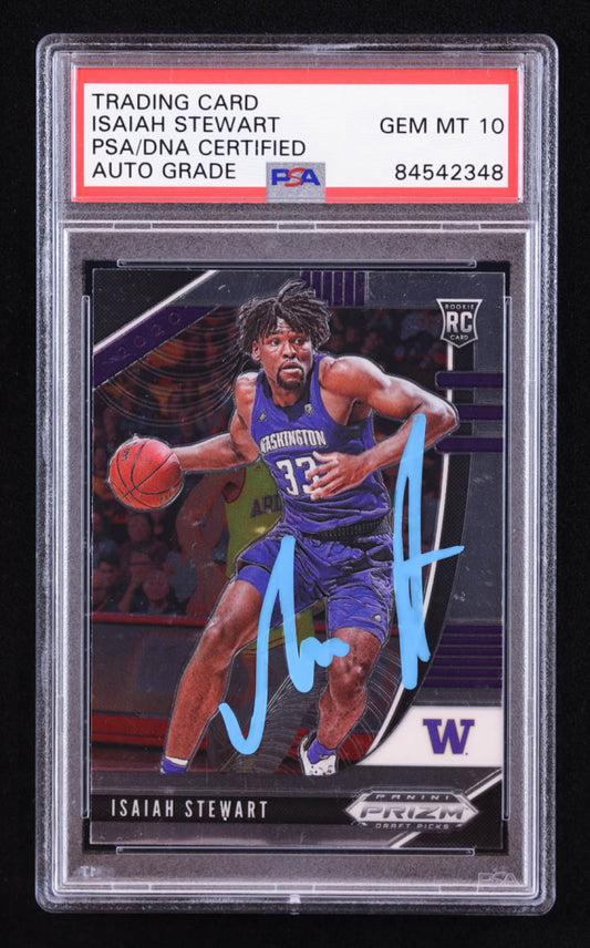 Isaiah Stewart Signed 2020-21 Panini Prizm Draft Picks #66 RC (PSA | Auto 10) Rookie Card
