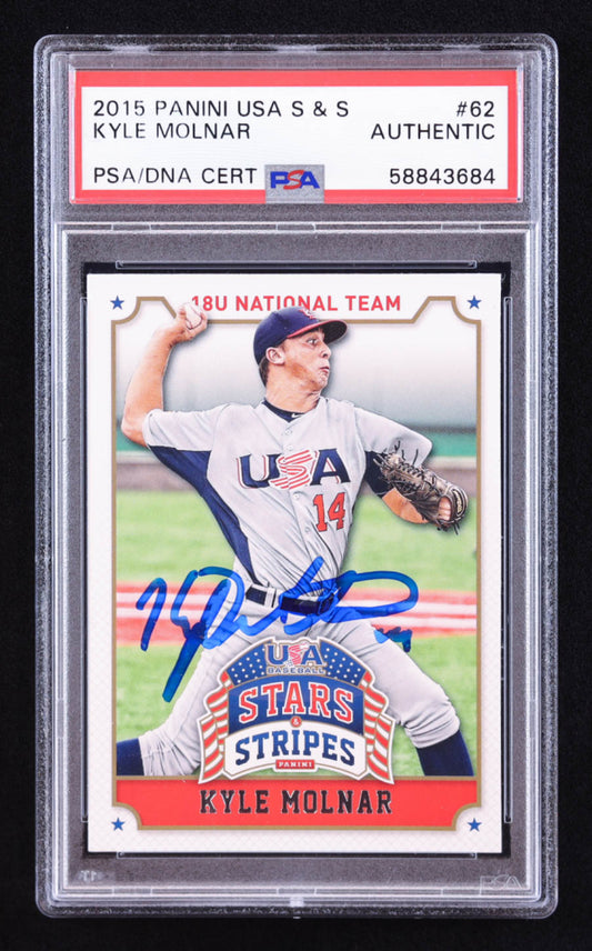 Kyle Molnar Signed 2015 USA Baseball Stars and Stripes #62 RC (PSA) Rookie Card