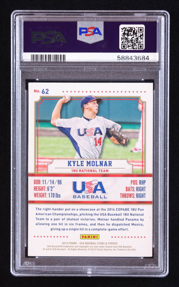 Kyle Molnar Signed 2015 USA Baseball Stars and Stripes #62 RC (PSA) Rookie Card
