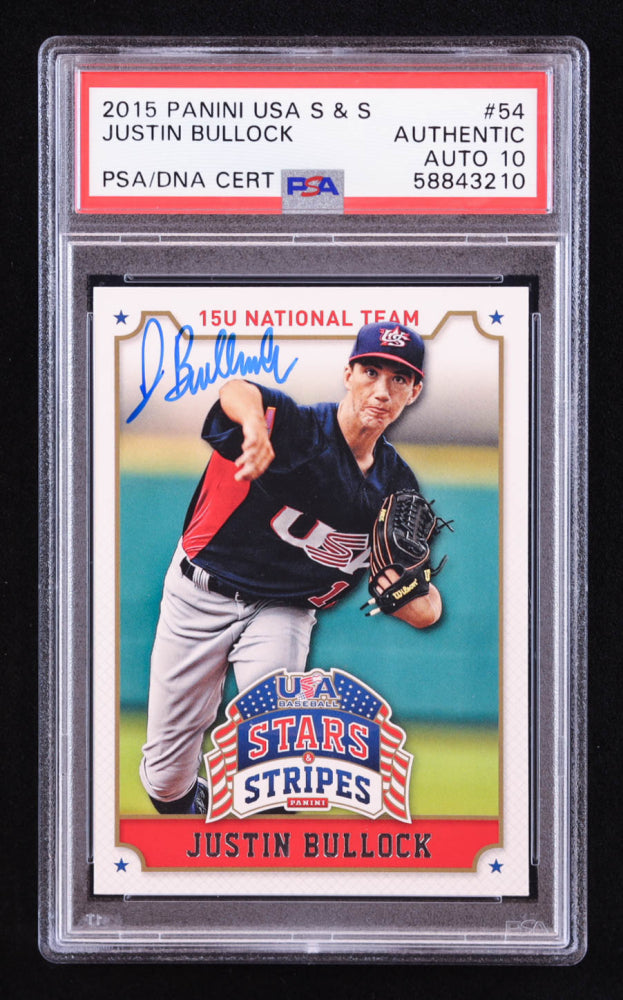 Justin Bullock Signed 2015 USA Baseball Stars and Stripes #54 RC (PSA | Auto 10) Rookie Card