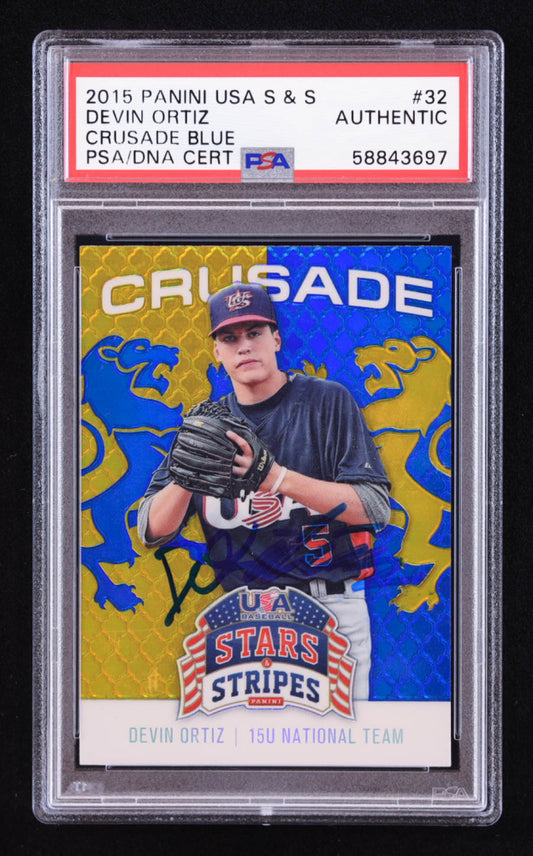 Devin Ortiz Signed 2015 USA Baseball Stars and Stripes Crusade Blue #32 RC (PSA) Rookie Card