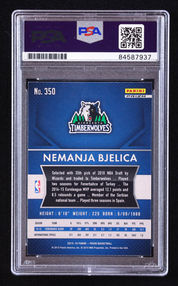 Nemanja Bjelica Signed 2015-16 Panini Prizm Prizms Silver #350 RC (PSA | Auto 10) Rookie Card