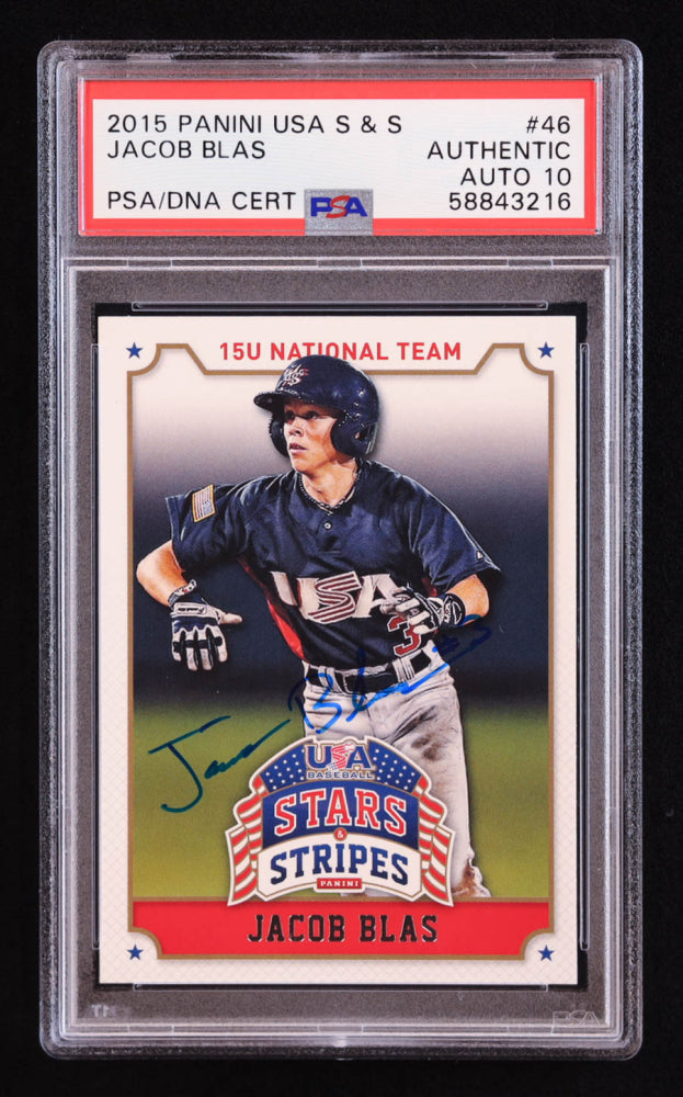 Jacob Blas Signed 2015 USA Baseball Stars and Stripes #46 RC (PSA | Auto 10) Rookie Card