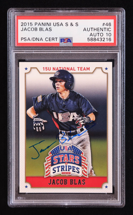 Jacob Blas Signed 2015 USA Baseball Stars and Stripes #46 RC (PSA | Auto 10) Rookie Card