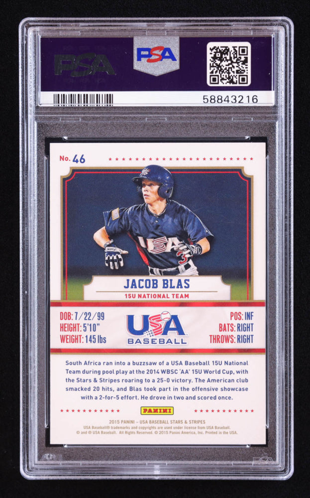 Jacob Blas Signed 2015 USA Baseball Stars and Stripes #46 RC (PSA | Auto 10) Rookie Card