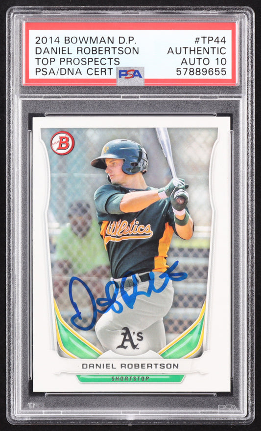 Daniel Robertson Signed 2014 Bowman Draft Top Prospects #TP44 RC (PSA | Autograph Graded PSA 10) Rookie Card