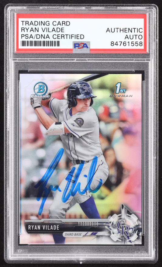 Ryan Vilade Signed 2017 Bowman Chrome Draft Refractors #BDC41 RC (PSA) Rookie Card