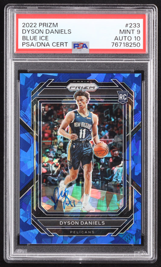 Dyson Daniels Signed 2022-23 Panini Prizm Prizms Blue Ice #233 RC #23/125 (PSA 9 | Autograph Graded PSA 10) Rookie Card / Serially Numbered #23 / 125