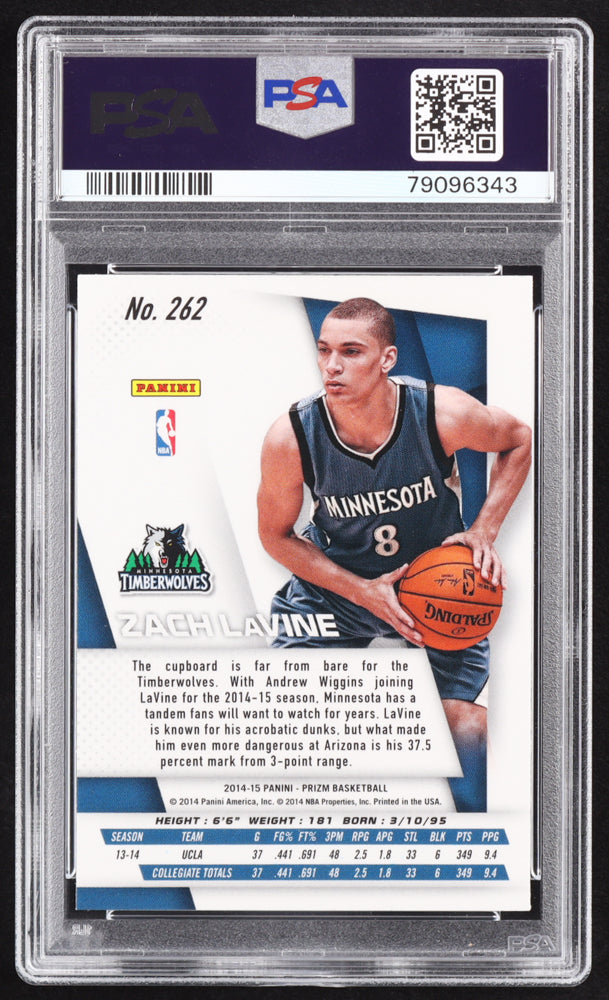 Zach LaVine Signed 2014-15 Panini Prizm #262 RC (PSA 9 | Autograph graded PSA 10) Rookie Card