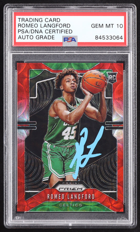 Romeo Langford Signed 2019-20 Panini Prizm Prizms Choice Red #260 RC #62/88 (PSA | Autograph Graded PSA 10) Rookie Card / Serially Numbered #62 / 88