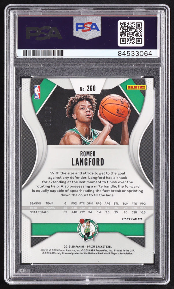 Romeo Langford Signed 2019-20 Panini Prizm Prizms Choice Red #260 RC #62/88 (PSA | Autograph Graded PSA 10) Rookie Card / Serially Numbered #62 / 88