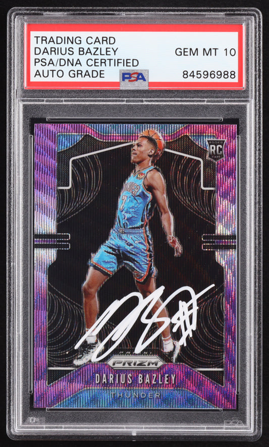 Darius Bazley Signed 2019-20 Panini Prizm Prizms Purple Wave #289 RC (PSA | Autograph Graded PSA 10) Rookie Card
