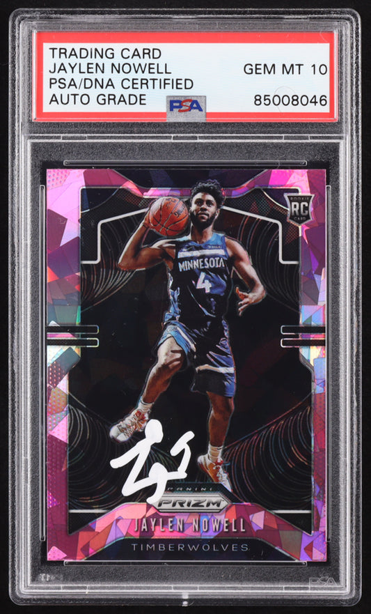 Jaylen Nowell Signed 2019-20 Panini Prizm Prizms Pink Ice #281 RC (PSA | Autograph Graded PSA 10) Rookie Card