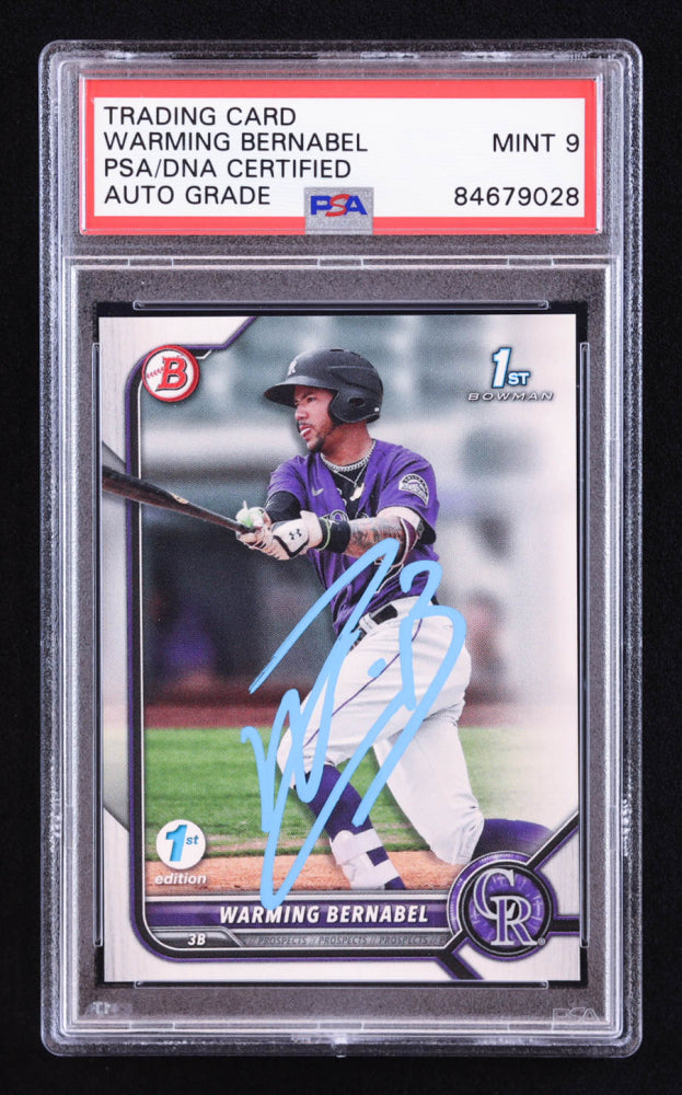 Warming Bernabel Signed 2022 Bowman 1st Edition #BPPF46 RC (PSA | Auto 9) Rookie Card