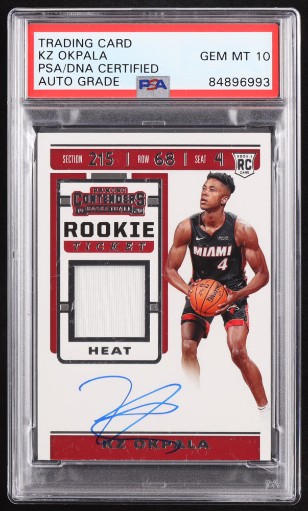 KZ Okpala Signed 2019-20 Panini Contenders Rookie Ticket Swatches #39 RC (PSA | Autograph Graded PSA 10) Rookie Card