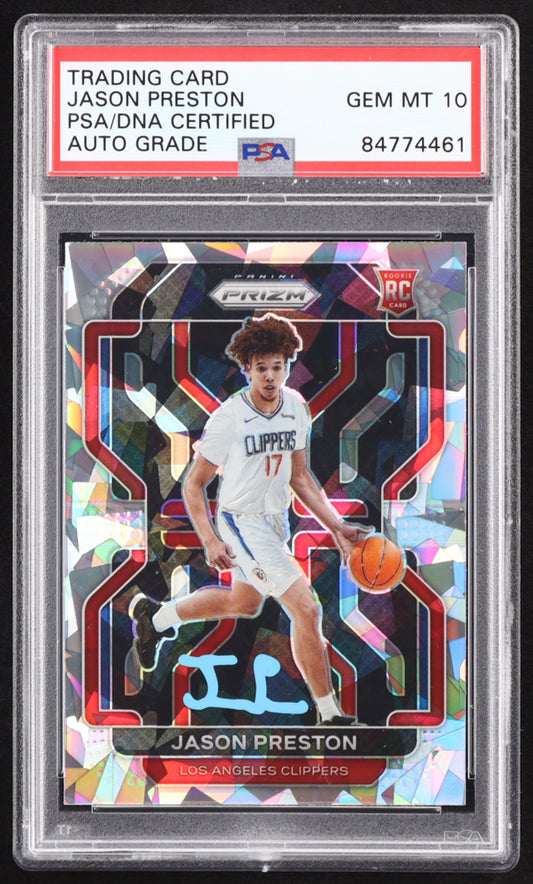 Jason Preston Signed 2021-22 Panini Prizm Prizms Ice #327 RC (PSA | Autograph Graded PSA 10) Rookie Card