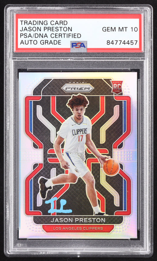 Jason Preston Signed 2021-22 Panini Prizm Prizms Silver #327 RC (PSA | Autograph Graded PSA 10) Rookie Card