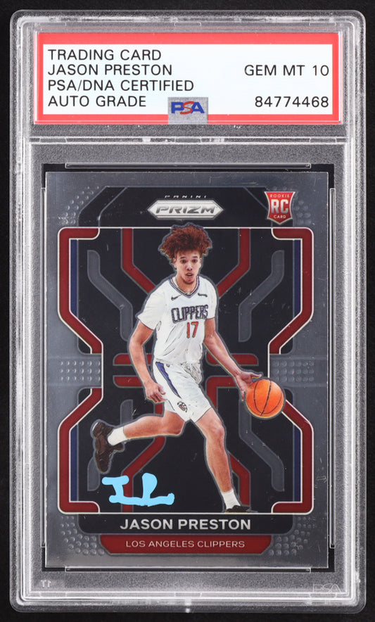 Jason Preston Signed 2021-22 Panini Prizm #327 RC (PSA | Autograph Graded PSA 10) Rookie Card