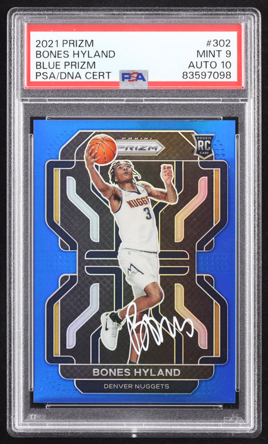 Bones Hyland Signed 2021-22 Panini Prizm Prizms Blue #302 RC #31/199 (PSA 9 | Autograph Graded PSA 10) Rookie Card / Serially Numbered #31 / 199