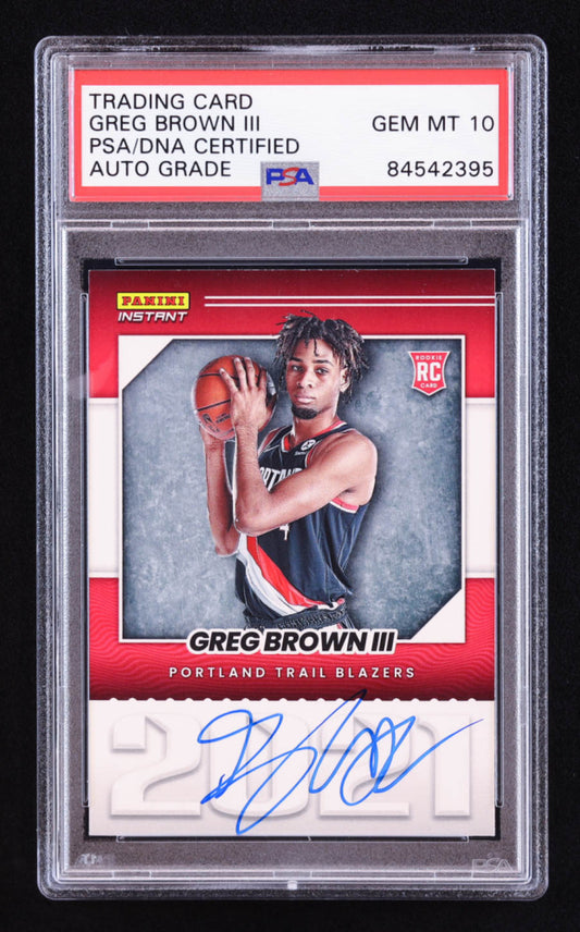 Greg Brown III Signed 2021-22 Panini Instant #YO34 RC (PSA | Auto 10) Rookie Card