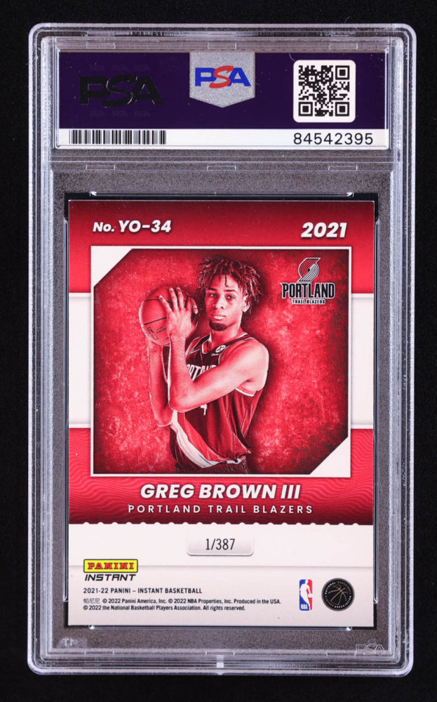 Greg Brown III Signed 2021-22 Panini Instant #YO34 RC (PSA | Auto 10) Rookie Card