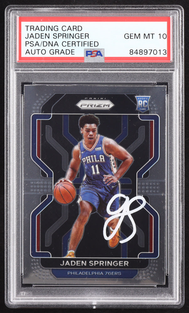 Jaden Springer Signed 2021-22 Panini Prizm #317 RC (PSA | Autograph Graded PSA 10) Rookie Card