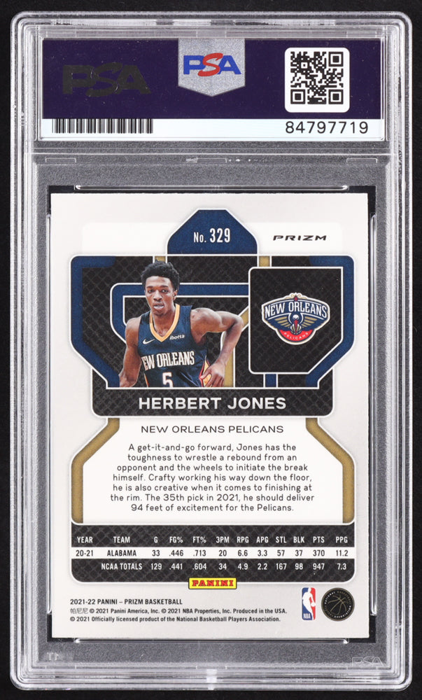 Herbert Jones Signed 2021-22 Panini Prizm Prizms Ice #329 RC (PSA | Autograph Graded PSA 10) Rookie Card