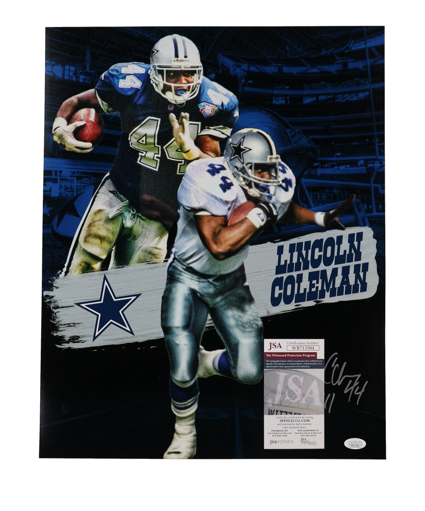 Lincoln Coleman Signed (JSA) Cowboys 16x20 Photo Inscribed "XXVIII" - JSA Witnessed
