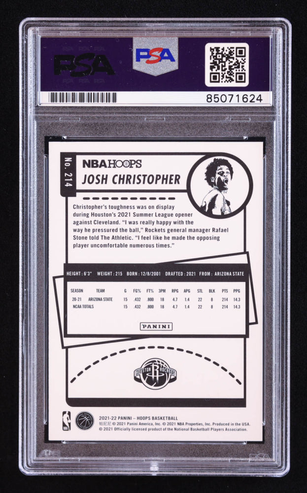 Josh Christopher Signed 2021-22 Hoops #214 RC (PSA | Auto 10) Rookie Card
