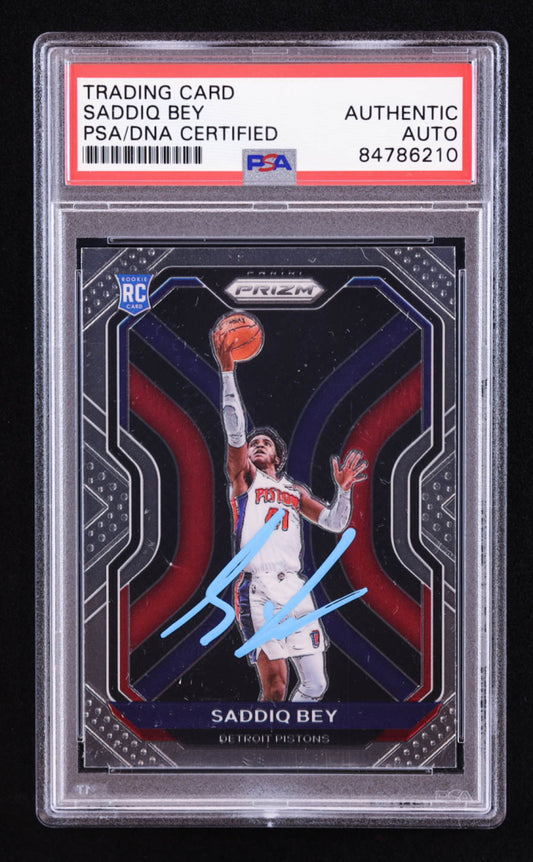 Saddiq Bey Signed 2020-21 Panini Prizm #284 RC (PSA) Rookie Card